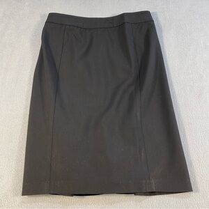 Express Women’s Black Wool Blended Pencil Skirt w/back ruffled hem, lined,size 0